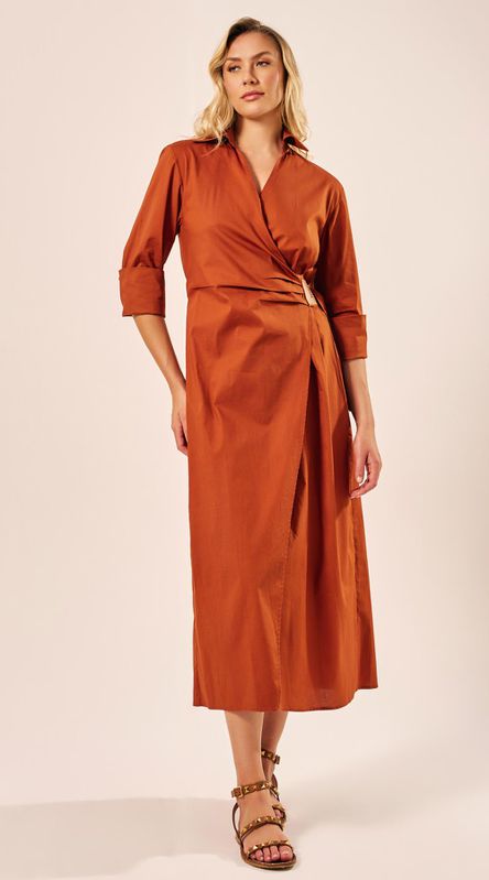 Vestido Manga Longa Terracota - LENITA