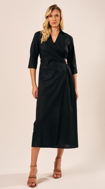 Vestido Manga Longa Preto - LENITA