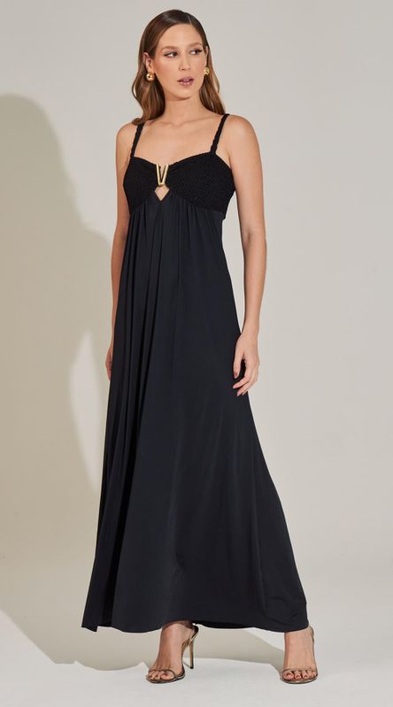 Vestido Midi Aplicação Dourada - LENITA
