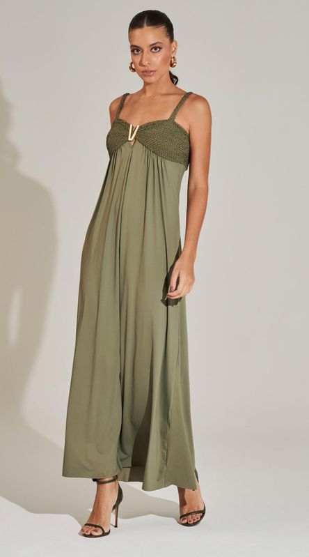 Vestido Midi Aplicação Dourada - LENITA