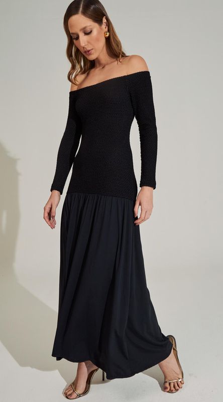 Vestido Midi Ombro a Ombro Malha - LENITA