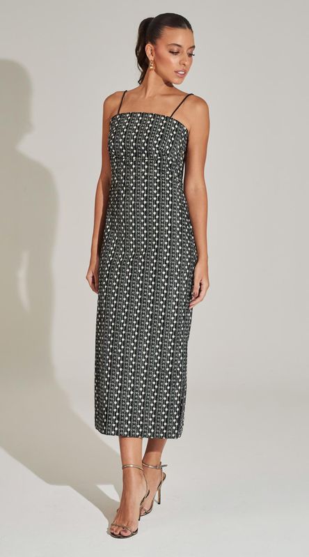 Vestido Midi Veludo Bordado - LENITA