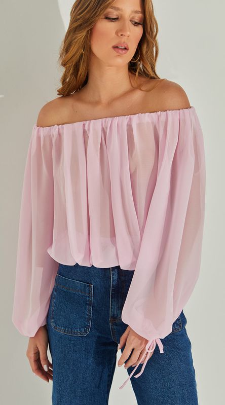 Blusa Ombro a Ombro Manga Longa - LENITA