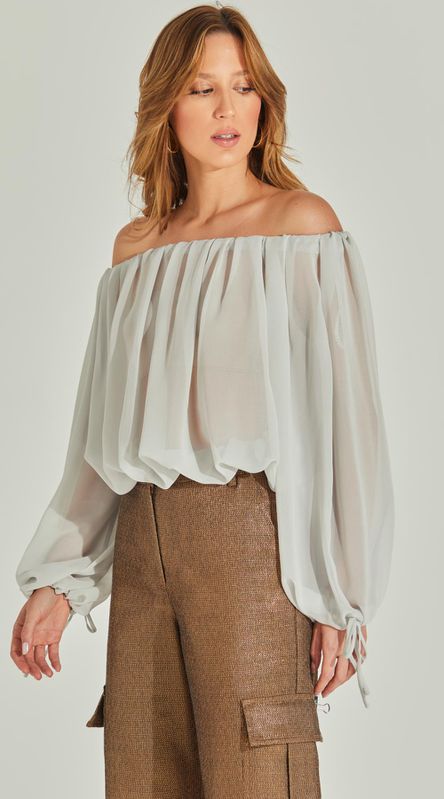 Blusa Ombro a Ombro Manga Longa - LENITA