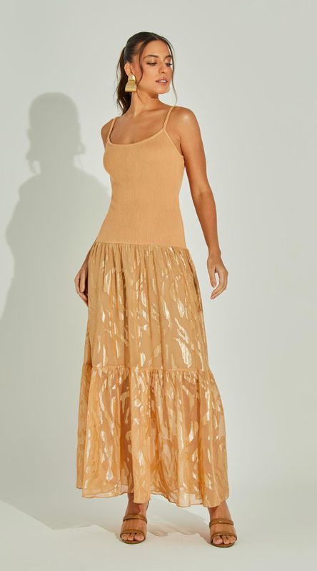 Vestido Midi Jacquard Metalizado - LENITA