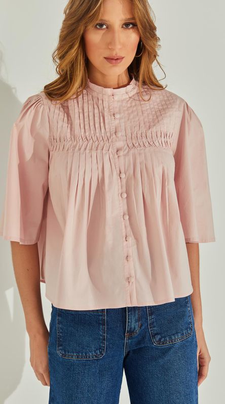 Blusa Tricoline Com Pregas - LENITA