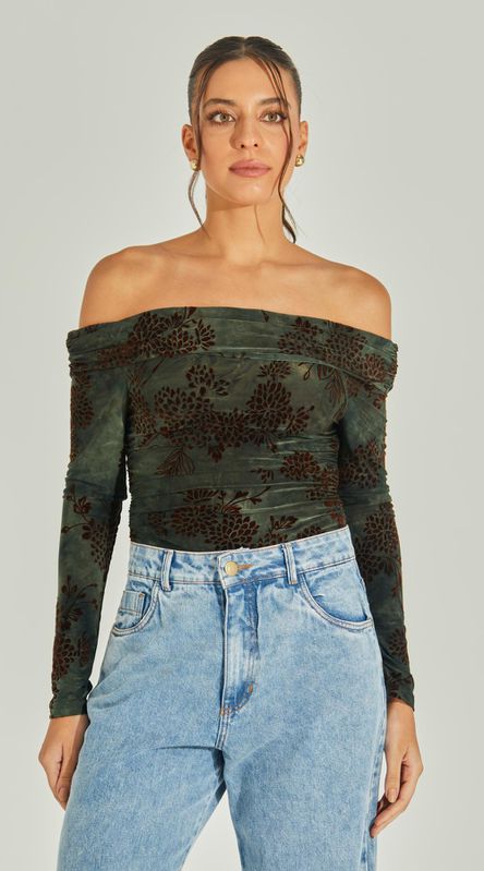 Body Ombro a Ombro Velvet Flower - LENITA