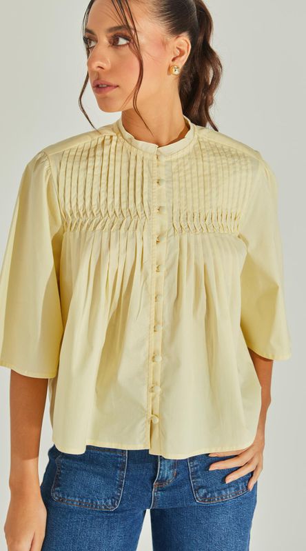 Blusa Tricoline Com Pregas - LENITA
