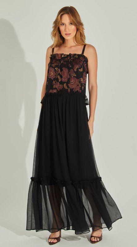 Vestido Midi Flower Com Babados - LENITA