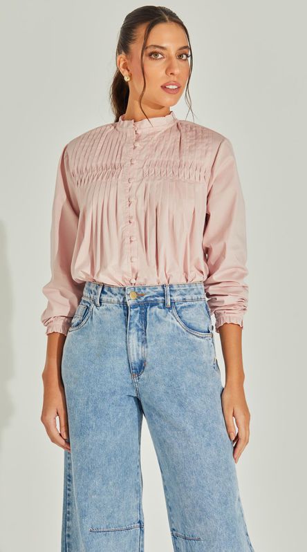 Camisa Tricoline Com Pregas - LENITA
