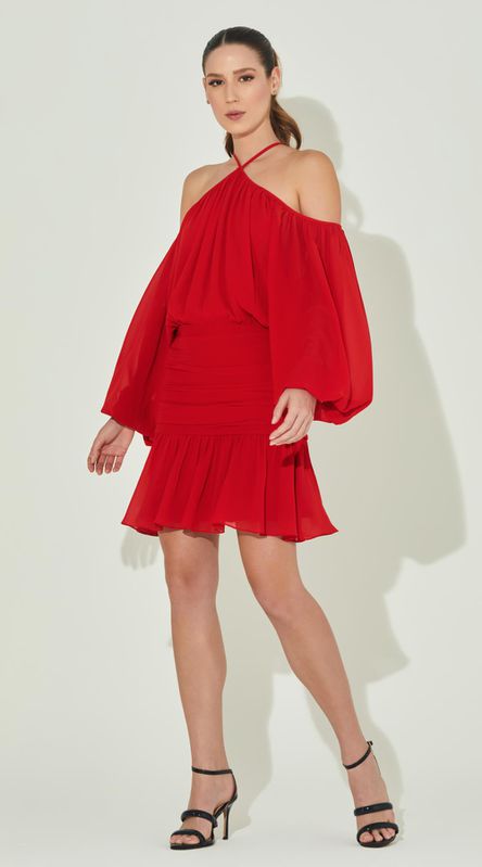 Vestido Frente Única com Mangas - LENITA