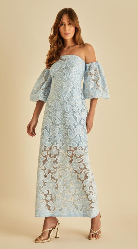 Vestido Midi Com Mangas Renda - LENITA