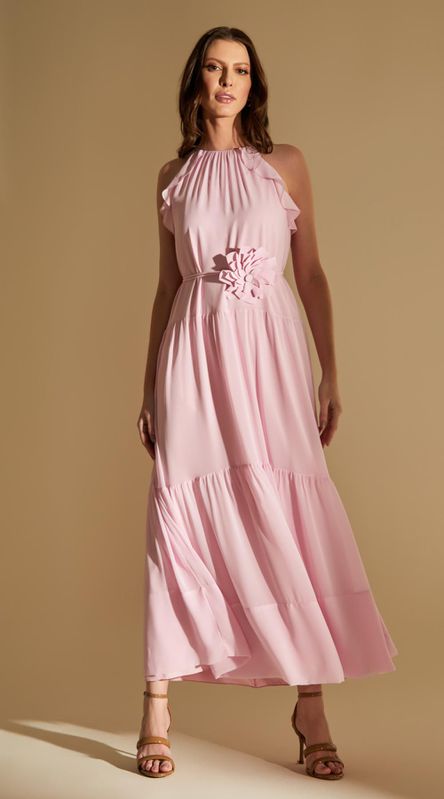 Vestido Longo Frente Única Babados - LENITA