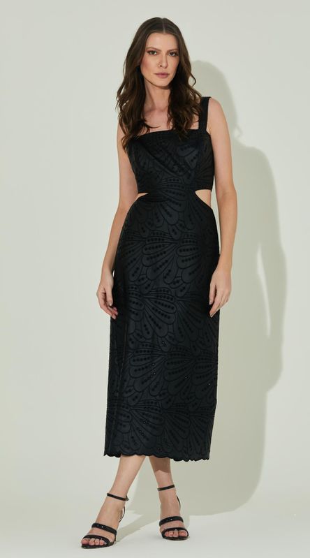 Vestido com Alça Vazado Laise Couro - LENITA