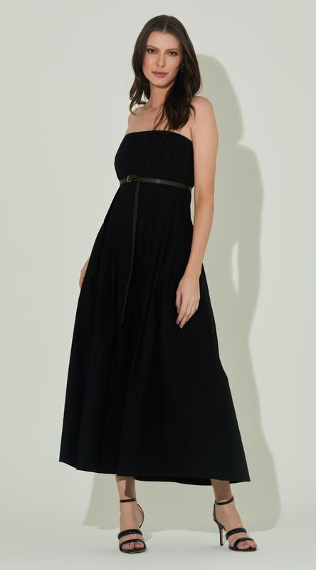 Vestido Midi com Pregas e Cinto - LENITA
