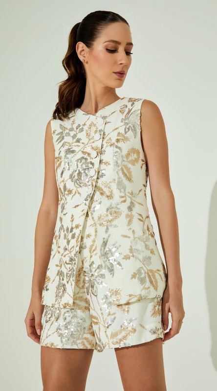 Blusa Bordado Paetê - LENITA