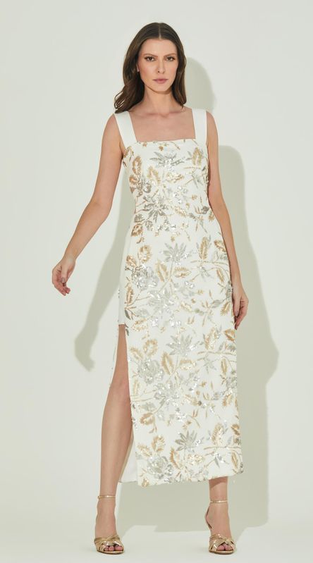 Vestido Midi Bordado Paetê - LENITA