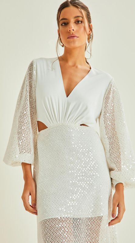 Vestido Midi Tela Paetê - LENITA