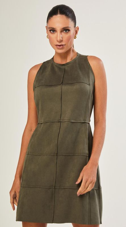 Vestido Curto Suede Com Recortes - LENITA