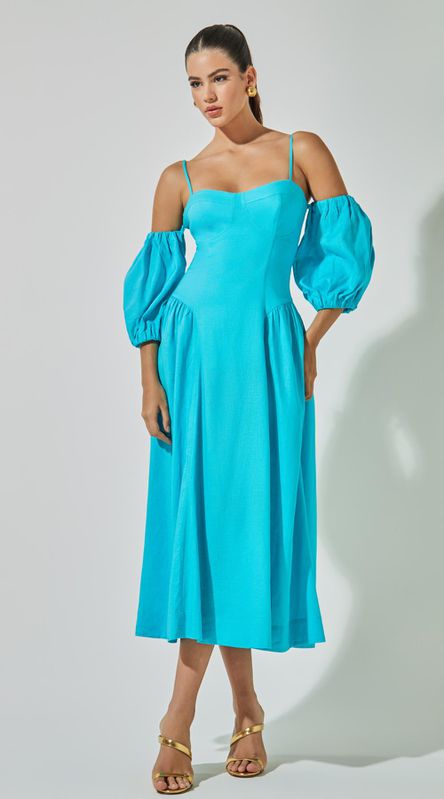 Vestido Midi com Mangas - LENITA