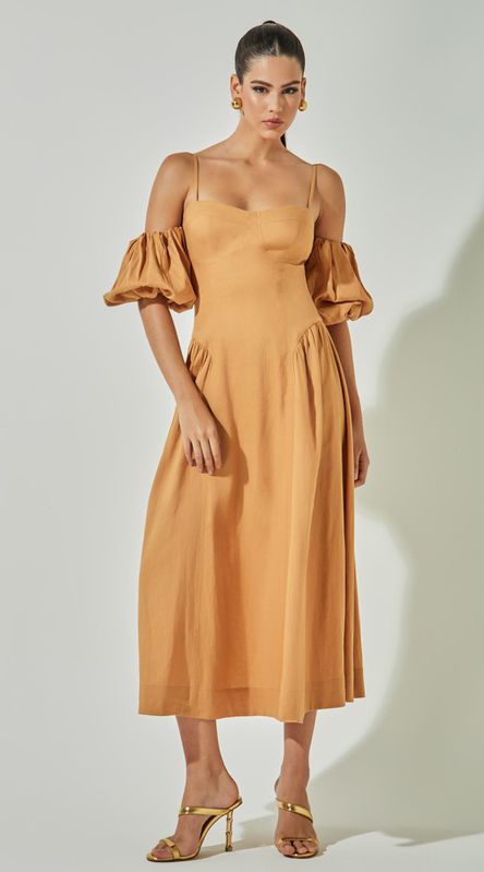 Vestido Midi com Mangas - LENITA