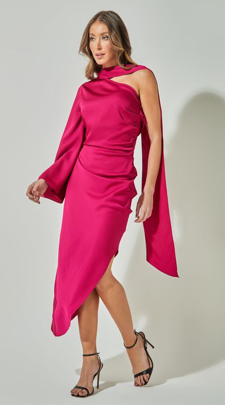 Vestido Midi Decote Assimétrico - LENITA