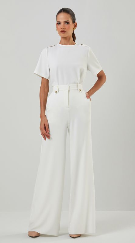 Calça Pantalona Wendy Off White - LENITA