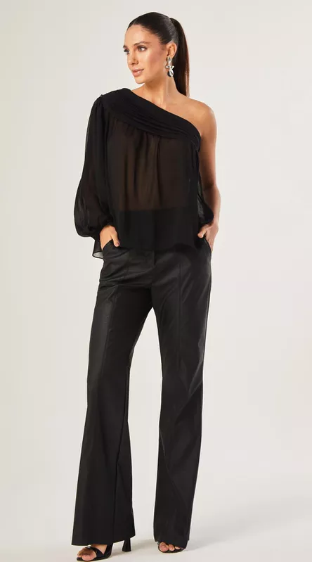 Calça Flare Couro Preto - LENITA