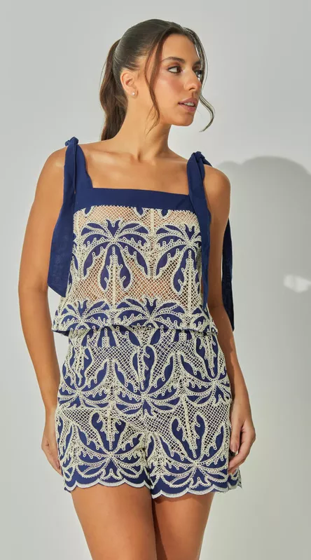 Blusa Laço Guipir Coqueiro - LENITA