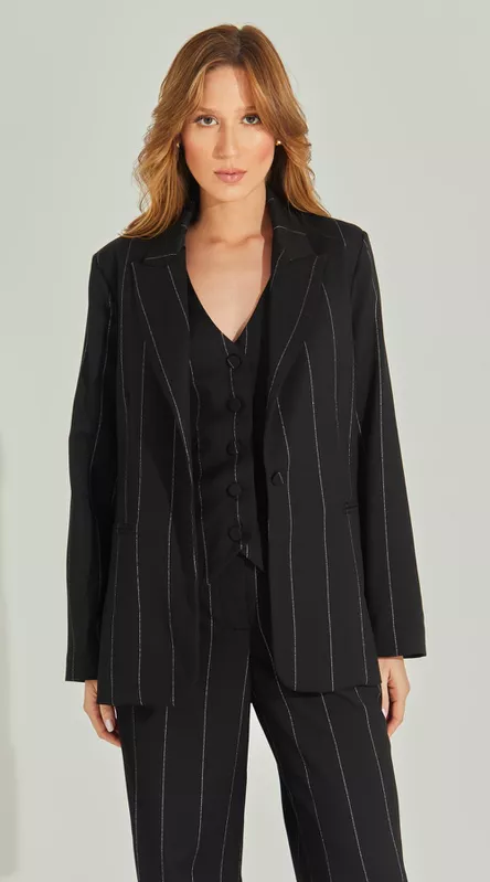 Blazer Risca De Giz Metalizado - LENITA