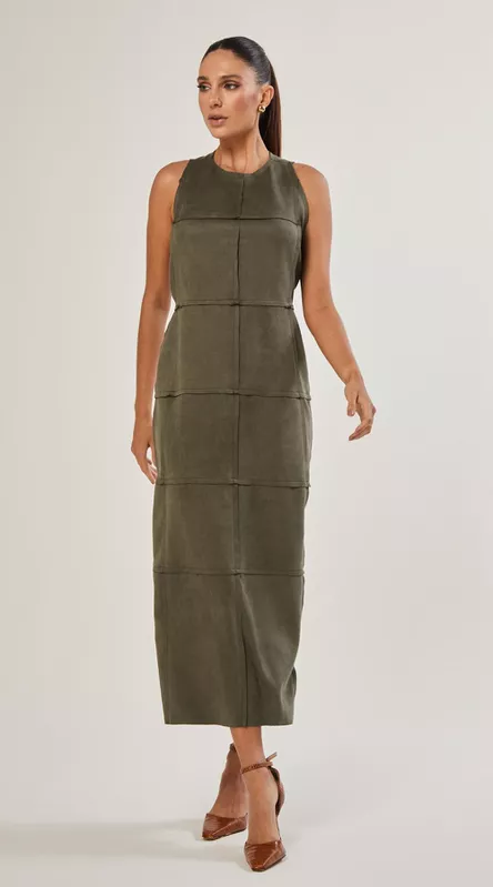 Vestido Midi Suede Com Recortes - LENITA