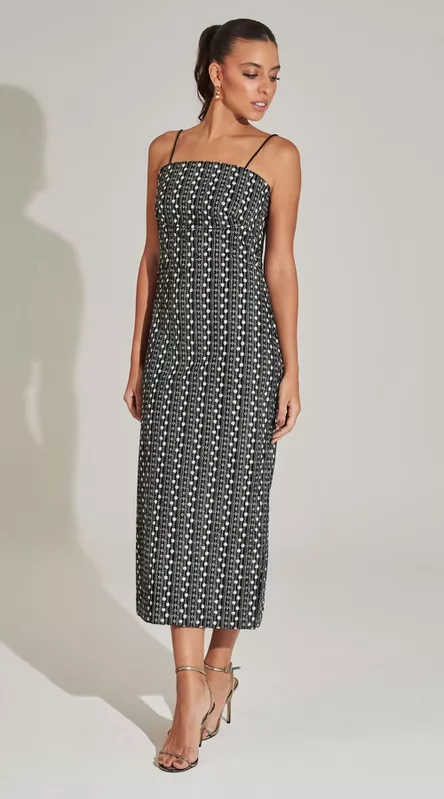 Vestido Midi Veludo Bordado - LENITA