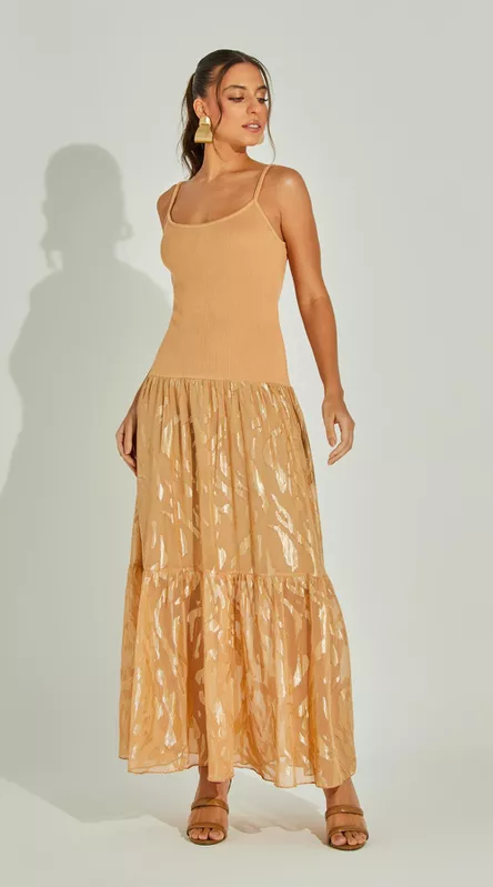 Vestido Midi Jacquard Metalizado - LENITA