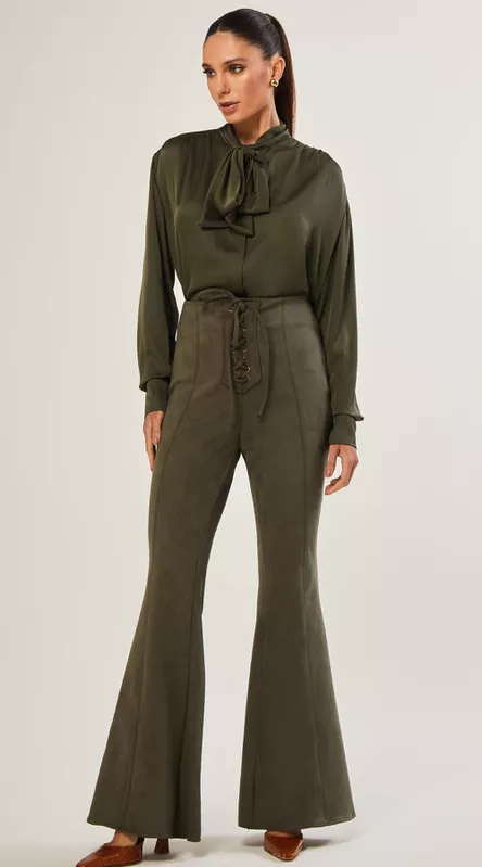 Calça Flare em Suede - LENITA