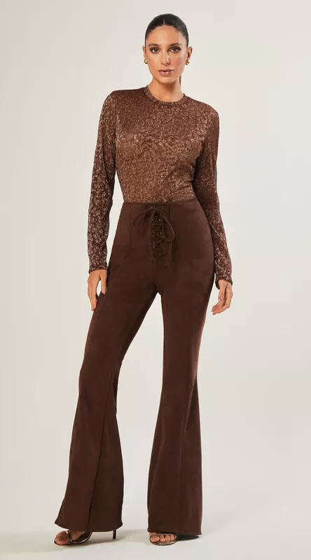  Calça Flare Em Suede - LENITA