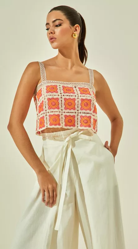 Blusa de Alça em Crochet - LENITA