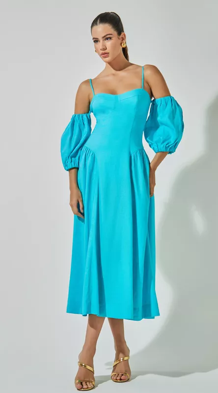 Vestido Midi com Mangas - LENITA