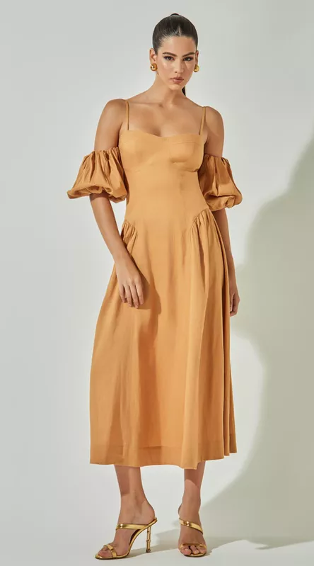 Vestido Midi com Mangas - LENITA