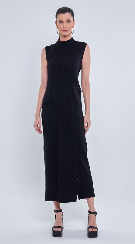 Vestido Midi Detalhe Botões