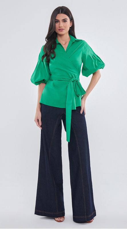 Camisa transpassada clearance