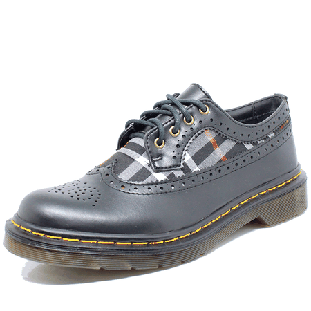 Sapato Oxford Estilo Veggie Rolly Xadrez Preto - 3... - ESTILO VEGGIE SHOES