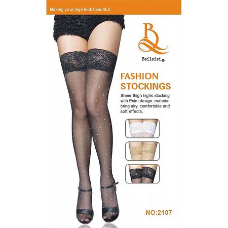 *Meia 7/8 Com Renda e Bolinhas Fashion SI (3112) - Preto