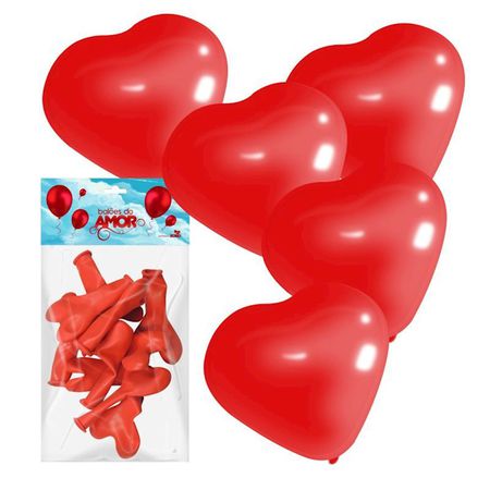 Balões do Amor Formato Coração 10un (16372-ST836). - Vermelho