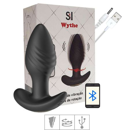 Plug Silicone Com Vibro Rotativo Via APP Wythe SI (8769) - Preto