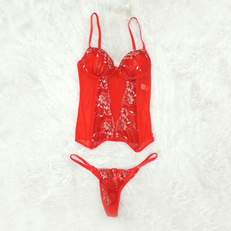 *Espartilho Bordados Variados (CF507) - Vermelho
