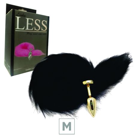 Plug de Plástico M Less Dourado Com Cauda (HA169D) - Preto