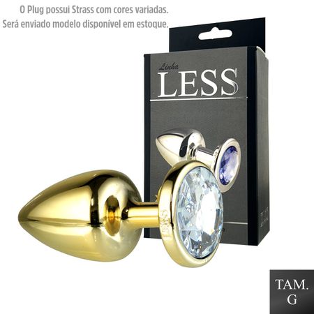 Plug Less G Com Pedras Variadas (HA193) - Dourado