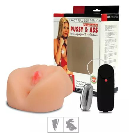Masturbador Duplo Vagina e Ânus Com Vibro Passionate VP (MA041-16979) - Padrão