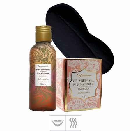 *Kit La Passion Óleo, Vela Beijável e Tapa Olhos (ST546) - Amarula