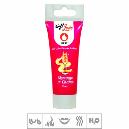 **Gel Lubrificante Beijável Hot 15ml (ST562) - Morango c/ Champagne